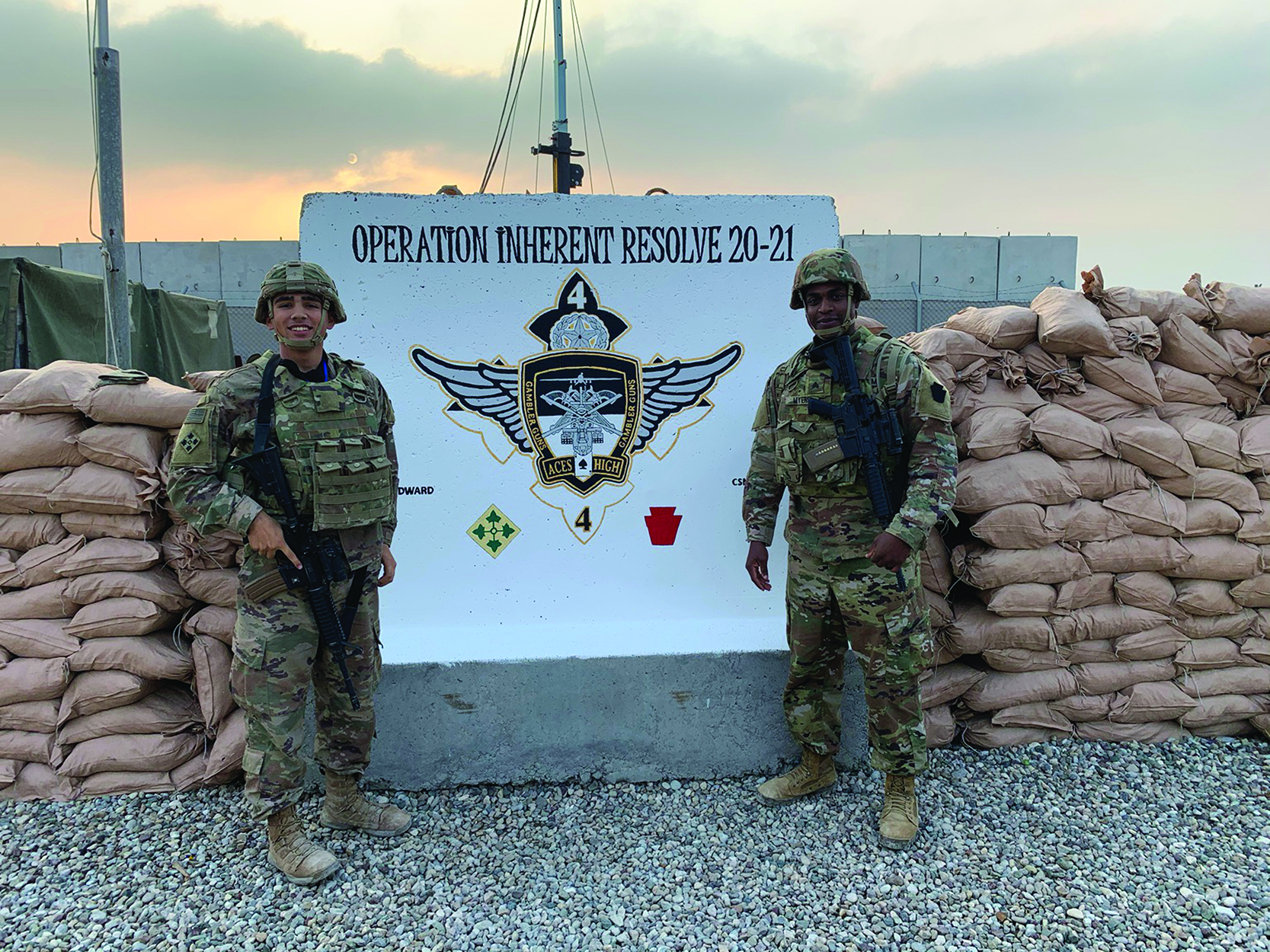 Two paralegals from separate components united under one common mission, Operation INHERENT RESOLVE. SPC Sandoval (left) from 4th ID and SGT Myers (right) from 28th ID are working together to provide timely and efficient legal support to commanders and Soldiers. 